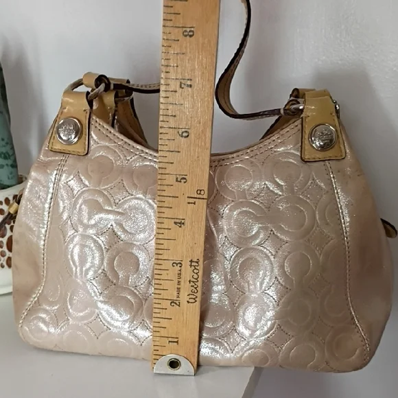 Coach Shimmering Beige Shoulder Bag Y2K 90s Hobo Mia - Picture 13 of 13